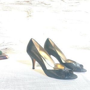 Ann Taylor open toe heels black pumps 7 1/2M